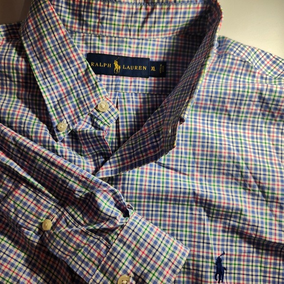 Polo by Ralph Lauren Other - Polo Ralph Lauren Shirt Mens Extra Large Multi Color Checker Plaid Preppy Oxford